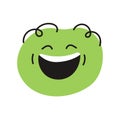 Green round funny character color line icon. Mascot of emotions.