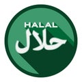 Green round HALAL rubber stamp print or logo with arabic script for word halal