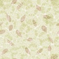 Green round leaves water lily pads and other leaves layered repeat seamless pattern background with transparent effect. Royalty Free Stock Photo