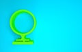 Green Round makeup mirror icon isolated on blue background. Minimalism concept. 3d illustration 3D render Royalty Free Stock Photo