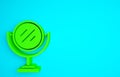 Green Round makeup mirror icon isolated on blue background. Minimalism concept. 3d illustration 3D render Royalty Free Stock Photo