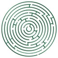 Green round maze against white