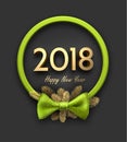 Green round 2018 New Year background.