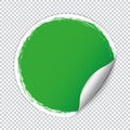 Green round paper sticker banner with white brush frame on transparent background Royalty Free Stock Photo