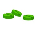 Green round pills. Vector illustration on white background. Royalty Free Stock Photo