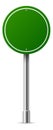 Green round road sign. Realctic blank highway board