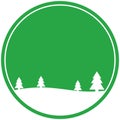 Green round winter landscabe Button for christmas Royalty Free Stock Photo