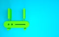 Green Router and wi-fi signal icon isolated on blue background. Wireless ethernet modem router. Computer technology