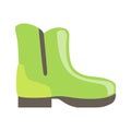 Green Rubber Boot, Isolated Footwear Flat Icon, Shoes Store Assortment Item