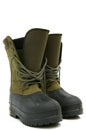Green rubber boots isolated