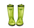 Green rubber boots.