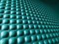 Green rubber mat texture closeup inside a gym. Perspective horizontal view of fitness floor background with copy space
