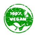 Green rubber stamp vegan product guarantee eco