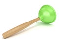 Green rubber toilet plunger. 3D render Royalty Free Stock Photo