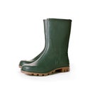 Green ruber boots on white background Royalty Free Stock Photo