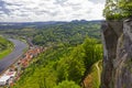 Green rural landscape, Germany, Saxon Switzerland, Koenigstein fortress