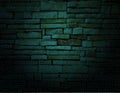 Green rustic old fashioned brick wall with string lights background Royalty Free Stock Photo