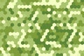 Green sage hexagonal pixelated pattern with seamless digital symmetry. High-quality abstract background concept