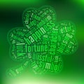 Green Saint Patrick Day Quatrefoil Leaf Clover Tag Cloud Vector Illustration