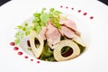 Green salad with cold veal
