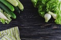 Green salad, cucumbers, zucchini, squash, and onion Royalty Free Stock Photo