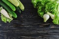 Green salad, cucumbers, zucchini, squash, and onion Royalty Free Stock Photo