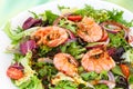 Green salad with prawns. Royalty Free Stock Photo