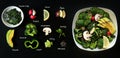 Green salad recipe. Healthy food. Vegetarian lunch. Concept promotional flyer and poster.