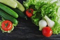 Green salad, tomatoes, cucumbers, zucchini, squash, and onion Royalty Free Stock Photo