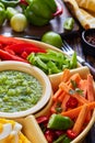 Green salsa verde and mexican set for tacos Royalty Free Stock Photo