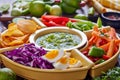 Green salsa verde and mexican set for tacos Royalty Free Stock Photo