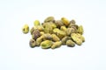 green salted pistachios isolated