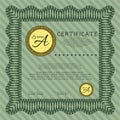 Green Sample Diploma. Good design. With guilloche pattern. Detailed. EPS10