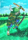 Green samurai drawing