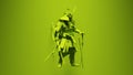 Green Samurai Post-Punk Warrior with Green Background