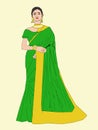 Indian cartoon girl with saree