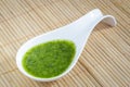 Green sauce with parsley, garlic, olive oil and salt.