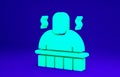 Green Sauna and spa procedures icon isolated on blue background. Relaxation body care and therapy, aromatherapy and