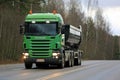 Green Scania R500 Tipper Truck on the Road