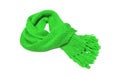 Green scarf on a white background. Royalty Free Stock Photo