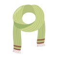 green scarf winter clothes, cartoon hygge style