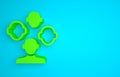Green Schizophrenia icon isolated on blue background. Minimalism concept. 3D render illustration Royalty Free Stock Photo