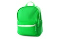 Green school backpack isolated on white Royalty Free Stock Photo