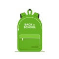 Green school Bag Backpack flat vector illustration Royalty Free Stock Photo