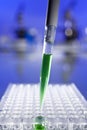 Green Scientific Research With Pipette Cell Plate Royalty Free Stock Photo