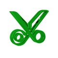 Green Scissors icon isolated on transparent background. Cutting tool sign.