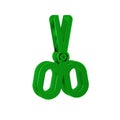 Green Scissors icon isolated on transparent background. Tailor symbol. Cutting tool sign.