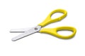 Yellow scissors isolated on white background