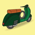 Green scooter on cool background