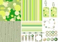 Green scrapbook kit with beads Royalty Free Stock Photo